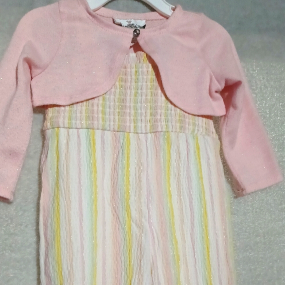 Rare Editions Baby Girls Two Piece  Outfit Color Pink/Yellow,Size 18 Months